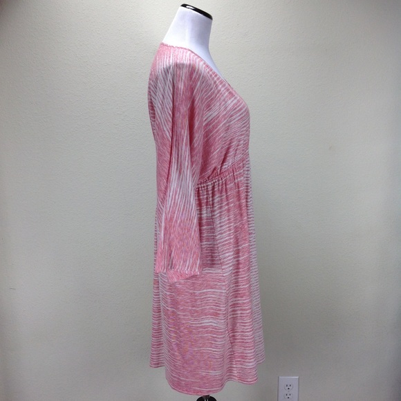 Natori Red & Cream V-Neck Empire Waist Dress - Picture 4 of 8